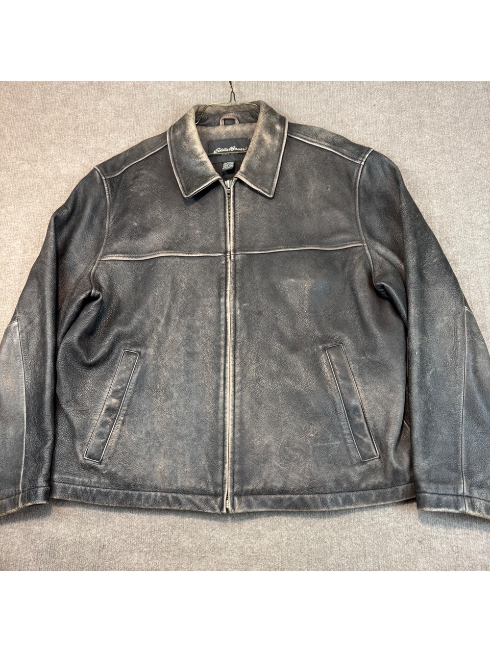 Vintage Eddie Bauer Leather Jacket Mens XL Brown Faded Distressed Patina Lined